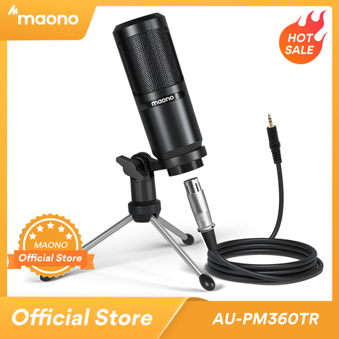 MAONO – Microphone à condensateur AU-PM360TR, 3.5mm, XLR, Cardoid, avec trépied, pour Tiktok, Podcast, Vlog, PC, enregistrement Audio ► Photo 1/6