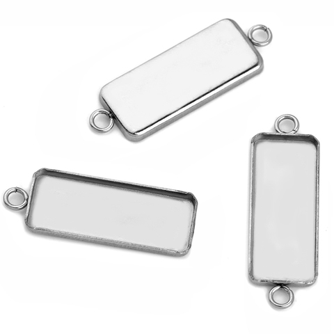 Pendentifs en acier inoxydable, Support vide, 10x25MM bricolage se décolore pas, accessoires rectangulaires pour la fabrication de bijoux, vente en gros, 20 pièces ► Photo 1/6