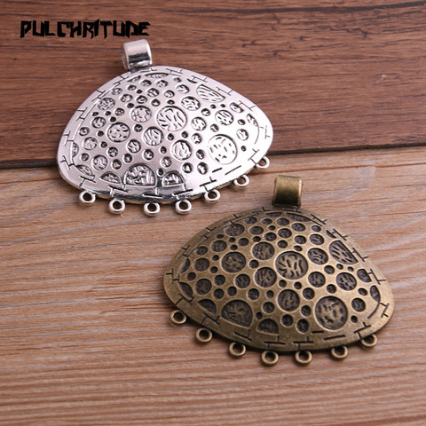 PULCHRITUDE – pendentifs en alliage de Zinc, Vintage, 55x57mm, deux couleurs, grande coque, connecteurs, fabrication de bijoux, artisanat fait à la main, 1 pièces ► Photo 1/5