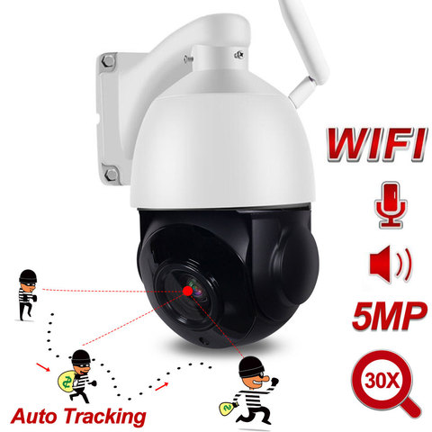 Suivi automatique HD 5MP caméra IP sans fil WIFI 30X Zoom dôme de vitesse extérieur CCTV PTZ caméra micro Audio ONVIF protocole ► Photo 1/6