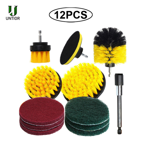 UNTIOR – perceuse électrique 12 pièces/ensemble, brosse, tampons à récurer, coulis, perceuses électriques, brosse de nettoyage, cuisine, salle de bains, outils de nettoyage ► Photo 1/6