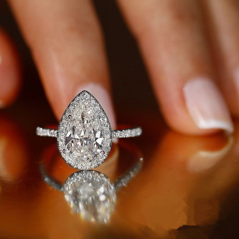 Huitan Offre Spéciale goutte d'eau conception femmes anneau Micro pavé cristal Zircon élégant mariée mariage fiançailles bijoux anneau pour amoureux ► Photo 1/3