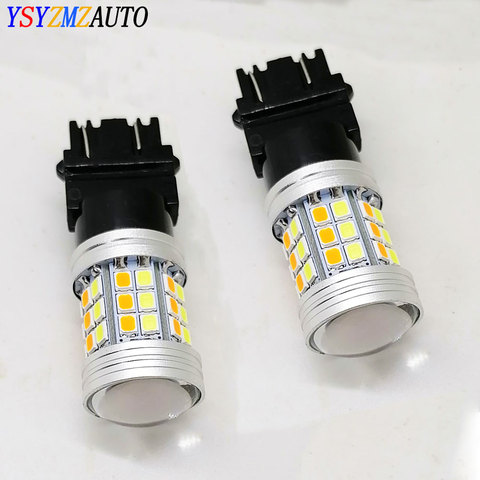 2 pièces T25 3157 1157 7443 LED ampoule voiture clignotant frein double couleur lumière 45SMD 2835LED Auto conduite tournant lampe 12V blanc jaune ► Photo 1/6