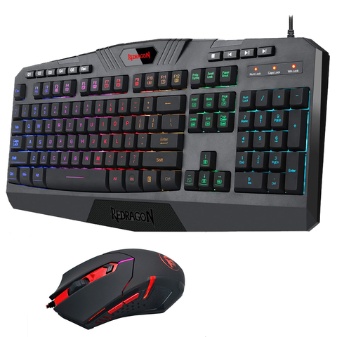 Redragon clavier de jeu souris de jeu Combo S101 RGB LED clavier et souris rétroéclairés ensemble souris de jeu et clavier silencieux ► Photo 1/6