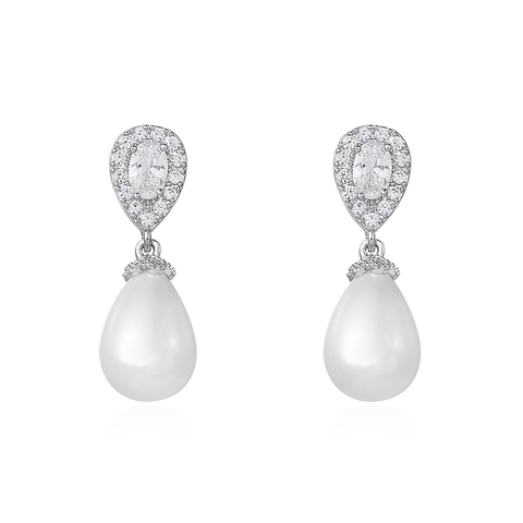 WEIMANJINGDIAN-boucles d'oreilles en zircone cubique pour femmes, bijoux de mariée ou demoiselle d'honneur en cristal et en perles, nouveauté ► Photo 1/6