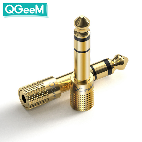 Prise QGeeM 6.5 6.35mm prise mâle vers 3.5mm connecteur femelle amplificateur casque Audio adaptateur Microphone AUX 6.3 3.5mm convertisseur ► Photo 1/6
