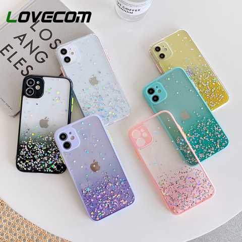 LOVECOM À Paillettes Paillettes Pour iPhone 12 11 Pro Max 12 Mini XR X XS Max 7 8 Plus Doux Époxy Clair Couverture de Téléphone ► Photo 1/6