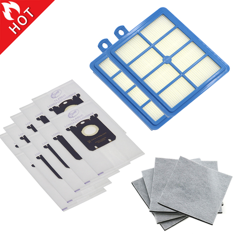 10 pièces sacs à poussière pour s-bag et 2 pièces filtre Hepa + 4 pièces moteur coton filtre pour Philips Electrolux FC9064 FC9104 FC9050 FC9056 ► Photo 1/6