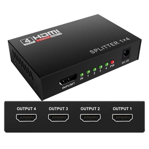 3D 1080P HDMI répartiteur HDCP 1 en 4 sortie amplificateur de Signal de puissance 1x4 Audio Spliter commutateur HDMI convertisseur HDMI adaptateur ► Photo 1/6