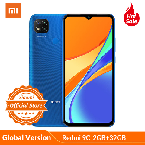 Version mondiale Xiaomi Redmi 9C 2GB 32GB Smartphone 13MP AI triple caméra 5000mAh grande batterie 6.53 