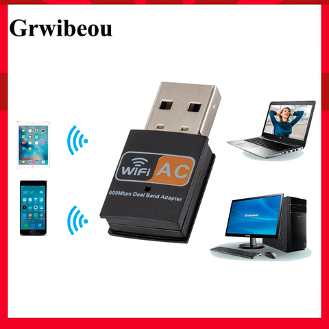 Grwibeou-adaptateur récepteur wi-fi wi-fi wi-fi 802.11ac, 2.4/5 ghz, double bande, 600 mb/s, adaptateur Pc, compatible Windows/Mac ► Photo 1/6