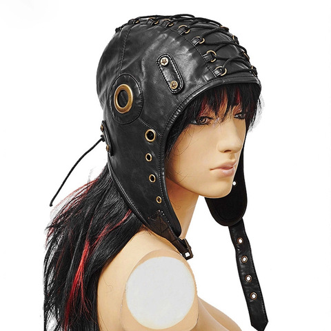 Aboutcos – casquette de Cosplay en cuir Style Punk, chapeaux noirs, Steampunk, Style militaire Cool, couvre-chef unisexe, accessoires de Club ► Photo 1/5