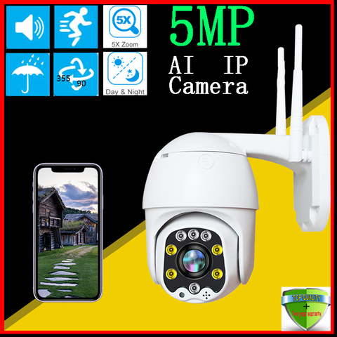 Caméra de Surveillance dôme extérieure PTZ IP WIFI HD 5MP/1080P, avec suivi automatique et alarme humaine, Audio bidirectionnel H.265 ► Photo 1/6