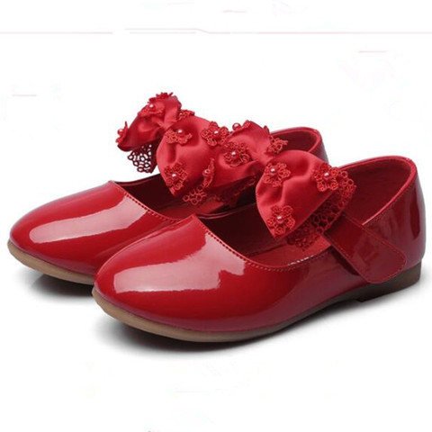 Chaussures en cuir verni pour petites filles, chaussures de princesse à fleurs pour la danse, rouge, blanc, noir, pour fête de mariage ► Photo 1/6