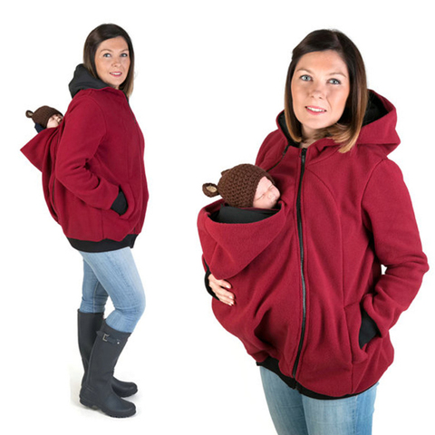 Pull à capuche kangourou pour mère, vêtements de maternité, manteau épais pour femmes enceintes, parent-enfant, collection hiver 2022 ► Photo 1/6