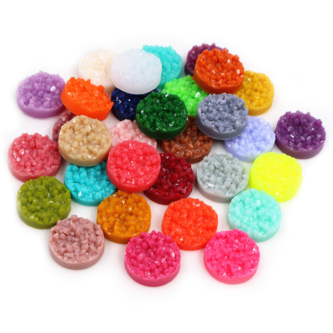 Nouveau 8mm 10mm 12mm 40 pcs/Lot coloré naturel minerai plat dos résine Cabochons pour Bracelet boucles d'oreilles bricolage bijoux faisant des accessoires ► Photo 1/4