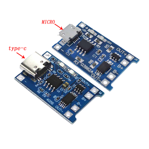 Module carte de chargeur micro USB type-c 5V 1A 18650, double fonctions avec protection, pour chargement de la batterie au lithium, 1pièce, TP4056 ► Photo 1/4