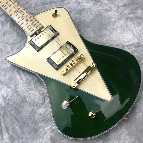 Guitare électrique pour gaucher vert 2022, nouveau logo, couleur et forme peuvent être personnalisés, amélioration du bois et du matériel co ► Photo 1/6