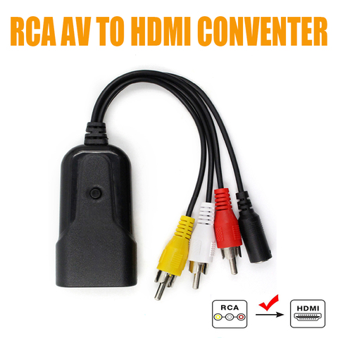 Convertisseur AV vers HDMI décodeur ordinateur vers câble TV trois couleurs RCA mâle HD 1080P ► Photo 1/6