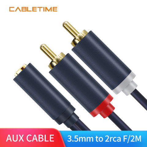 Cabletime – adaptateur de séparateur Audio stéréo pour système sonore VCD, câble Aux Jack femelle à 2RCA mâle de 3.5mm, pour Home cinéma N058 ► Photo 1/1