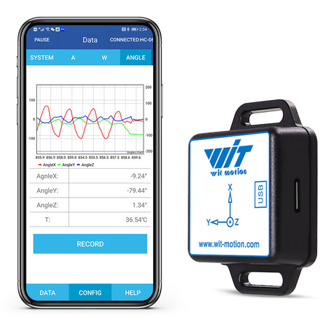 Bluetooth Inclinometer Digital Compass, BWT901CL AHRS Accelerometer+Gyro+Angle+Magnetometer(XYZ,200HZ,MPU9250)for PC/Android/MCU ► Photo 1/6