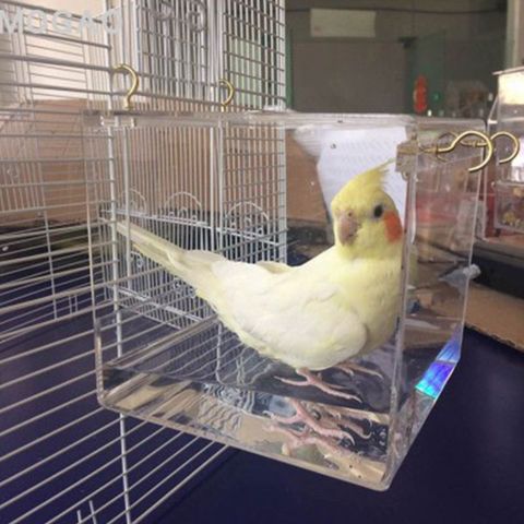 Cage de bain pour oiseaux de luxe, réglable, suspendue, grande, avec vue claire, transparente, bain de perroquet pour animaux de compagnie, pratique pour la maison ► Photo 1/6