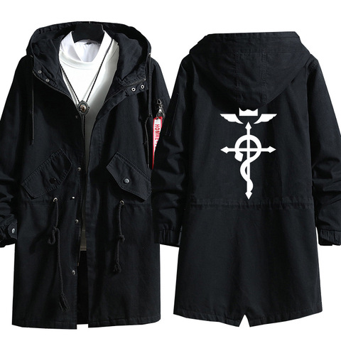 Sweat à capuche Long pour hommes, Costume de Cosplay alchimiste de l'anime Fullmetal, veste Trench, pardessus pour le printemps et l'automne ► Photo 1/5