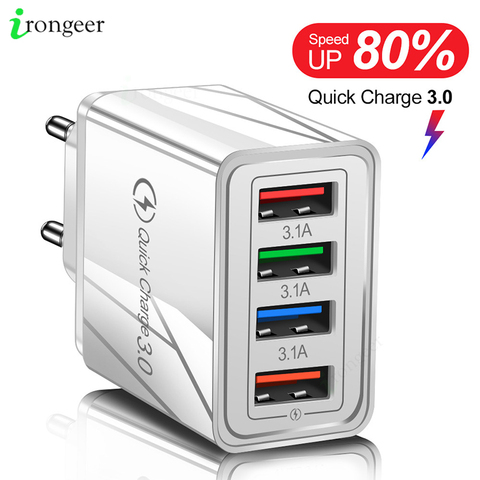 4 chargeur USB Charge rapide 3.0 chargeur rapide pour adaptateur de téléphone pour iPhone 11 Pro Max XR tablette ue/US Portable mur chargeur Mobile ► Photo 1/6