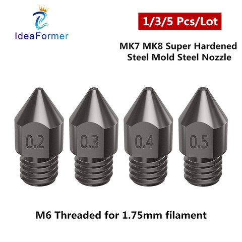 1/3/5 pièces MK7 MK8 buse en acier Super trempé moule acier M6 résistant à la Corrosion extrudeuse pour CR10 Ender 3 saphir Pro imprimante 3D ► Photo 1/6