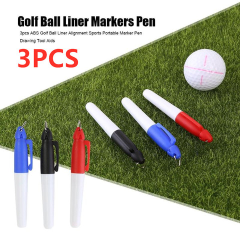 3 pièces rouge bleu noir Golf balle Liner marqueurs stylo dessin alignement marques Golf équipement Golf accessoires ► Photo 1/6