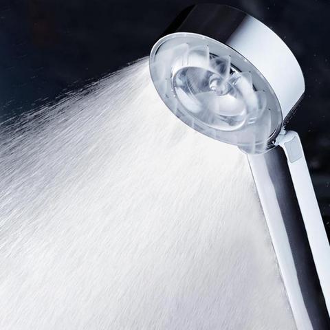 Pommeau de douche Double face économie d'eau ronde ABS Chrome Booster douche de bain douchette haute pression ► Photo 1/6