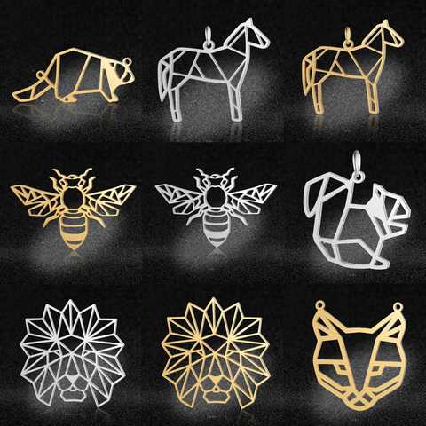 Collier pendentif en forme d'abeille léopard, à la mode, à breloque en acier inoxydable, diy, vente en gros, 5 pièces/lot ► Photo 1/6