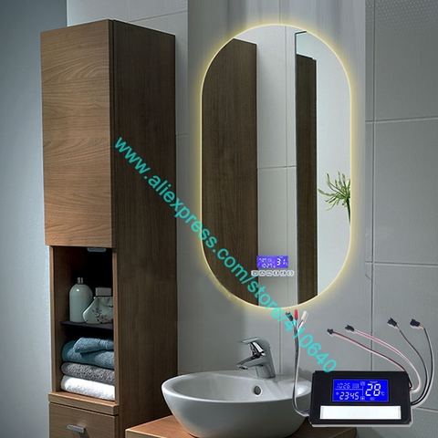 Commutateur tactile pour salle de bain ou placard, avec interrupteur tactile Bluetooth, Radio Fm, affichage de la température du calendrier, indicateur de Date ► Photo 1/6