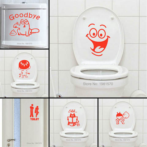 Autocollants de décoration de toilettes pour maison | Étiquettes autocollantes imperméables, pour porte de WC, décor lumineux, amusant de bricolage ► Photo 1/6