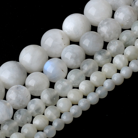 Perles en pierres naturelles AAA + 15 pouces, pierres de lune bleues, vente en gros, pierres rondes et amples, pour la fabrication de bijoux, collier Bracelet à bricoler soi-même ► Photo 1/5