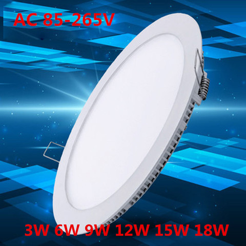 Plafonnier LED circulaire ultramince avec panneau intégré AC85-265V, 3/6/9/12/15/18w, SMD2835, 1 unité ► Photo 1/6