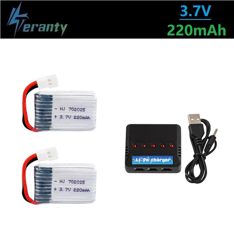 Batterie Lipo 3.7V 220mAh et chargeur pour batterie Rechargeable 3.7v, pièces de rechange pour Drone X4 X11 X13 RC Quadcopter 702025 ► Photo 1/4