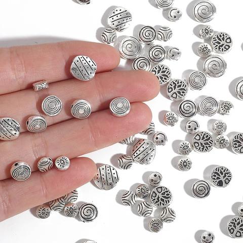 20-50pcs 6/7/8/9/10mm tibétain Antique couleur argent perles en alliage perles entretoises en vrac pour la fabrication de bijoux bricolage Bracelets porte-bonheur ► Photo 1/6