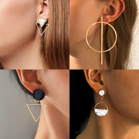 Boucles d'oreilles rondes et longues asymétriques en forme de cœur pour femmes, bijoux Vintage, mode coréenne, 2022 ► Photo 1/6