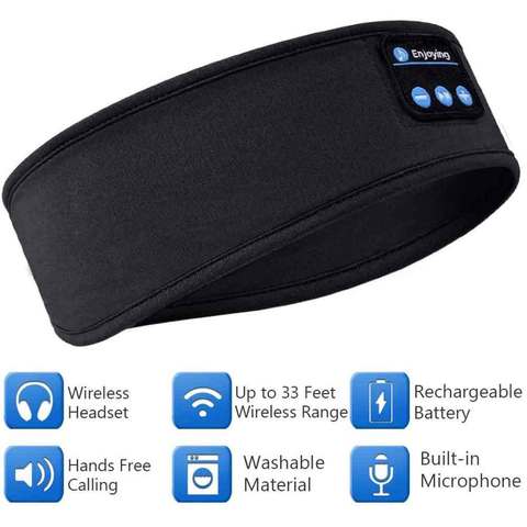 Sans fil Bluetooth casque sommeil bandeau chapeau doux chaud sport Smart Cap haut-parleur intelligent stéréo écharpe casque avec micro ► Photo 1/6