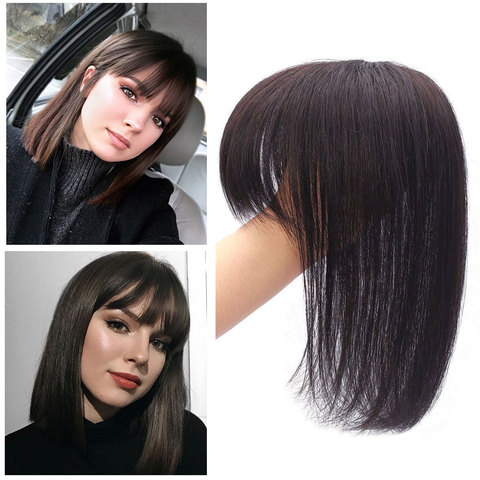 Isheeny – perruque toupet en cheveux humains pour femmes, postiche de couleur naturelle noire et brune, 12x12cm, 6 à 14 pouces ► Photo 1/6