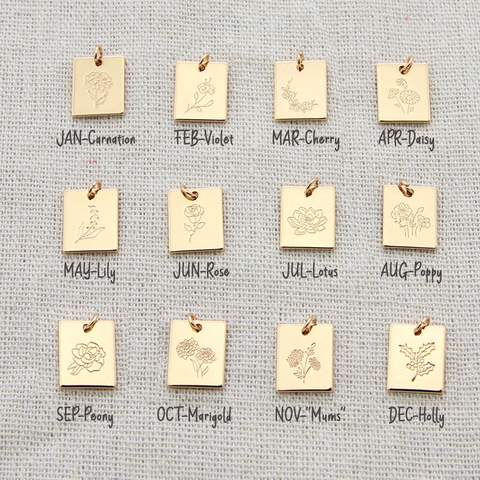 Collier rectangulaire à fleurs de naissance, bijou doré délicat de Marseille, breloques superposées, cadeau pour femmes, 18 pouces ► Photo 1/6