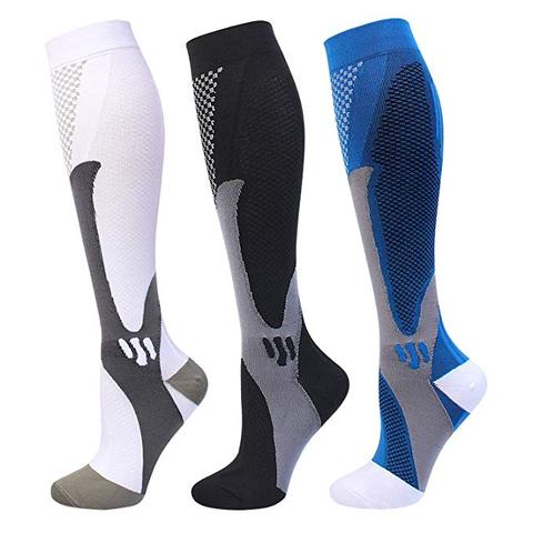 24 Styles hommes femmes chaussettes de Compression pour le Football Anti Fatigue 20-30 Mmhg soulagement de la douleur noir Compression chaussettes ajustement Sport chaussettes ► Photo 1/6