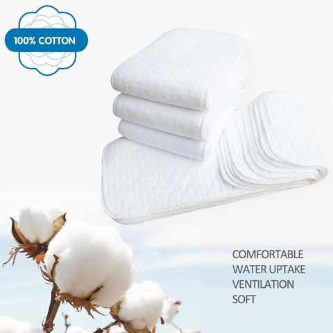 Couche en tissu lavable réutilisable pour bébé, écologique, le 10 pièces, 3 épaisseurs 100% coton pour bébés ► Photo 1/6
