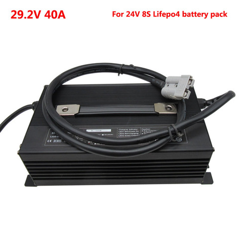 Chargeur de batterie LiFePO4 1500W 24 V, 29.2V 40a 35a, pour 8S 24 V 100ah 200ah LFP, pour voiture de tourisme, chariot élévateur, balayeuse ► Photo 1/6