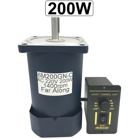 Micro moteurs électriques haute vitesse AC 220V, monophasé, 200W, 1400/2800 tr/min, moteur à Induction avec contrôle de couple élevé, inversé ► Photo 1/6