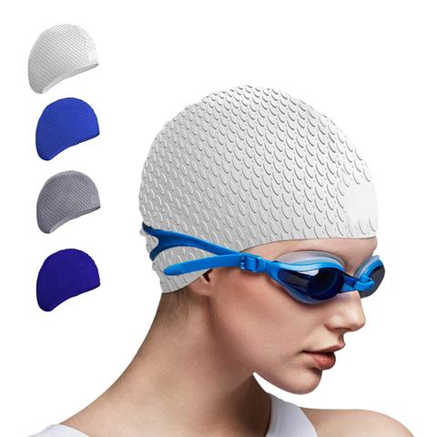 Lunettes de natation en Silicone pour hommes et femmes, ensemble de casquettes à cheveux longs, grand chapeau de natation, lunettes de natation de natation, équipement pour adultes et enfants ► Photo 1/6