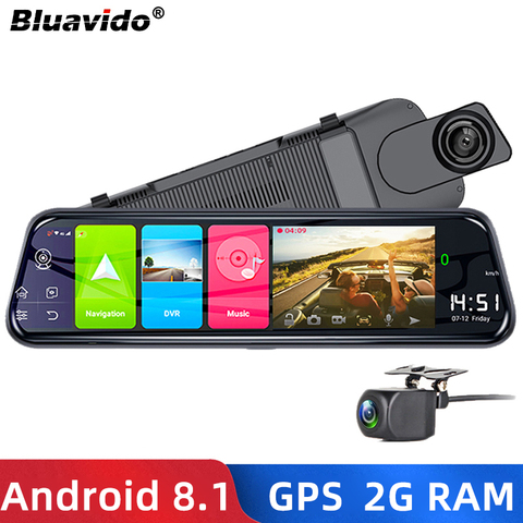 Bluavido – caméra de tableau de bord avec rétroviseur, enregistreur vidéo automatique, 10 pouces, DVR, 4G, ADAS, Android, Navigation GPS, FHD 1080P, surveillance WiFi ► Photo 1/6