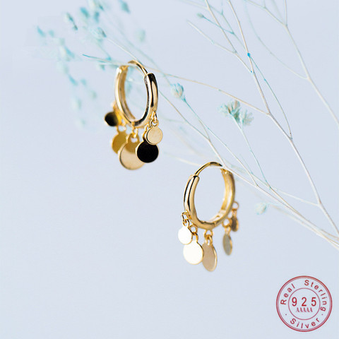 WANTME-boucles d'oreilles rondes en argent Sterling offre spéciale 100% 925 petit disque, pendentif avec pompon, bijoux pour femmes et filles, usage quotidien, ► Photo 1/6