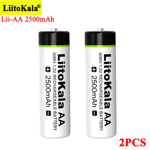 Liitokala – 2 batteries Ni-MH 1.2V AA 2500mAh, rechargeables, pour température, pistolet, télécommande, souris, jouet ► Photo 1/6